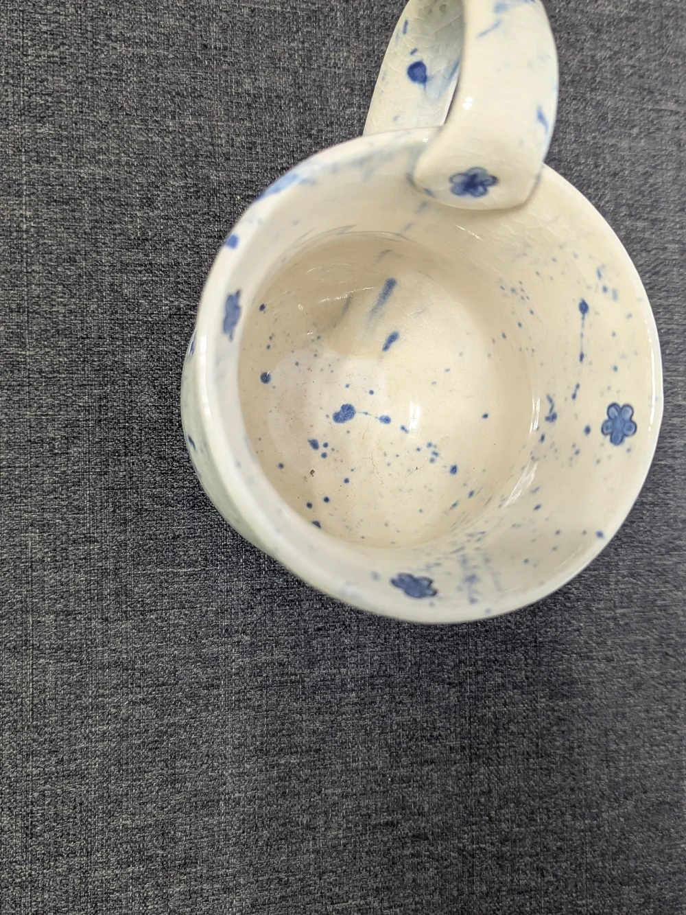 Artisan Studio Pottery Mug Blue Speckled Stoneware Coffee Cup Handmade Rustic